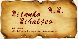 Milanko Mihaljev vizit kartica